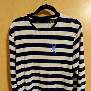 Psycho Bunny Blue & White Striped Long-Sleeve Tee